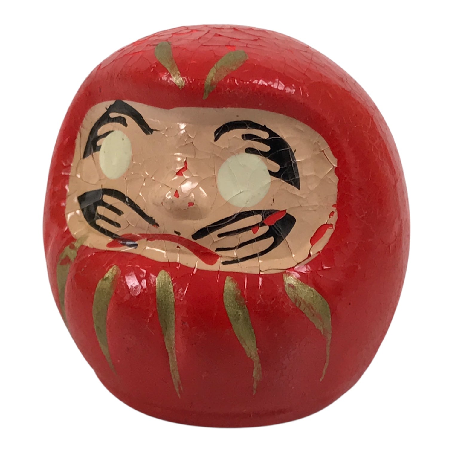 Japanese Small Wooden Kokeshi Daruma Figurine Vtg Lucky Charm Red Black KF841-AD - Kokeshi-chidorivintage.com