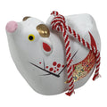 Japanese Clay Bell Dorei Cow Vtg Tsuchi-Suzu Zodiac Animal Ushi White Red DR688-AD - Dorei-chidorivintage.com