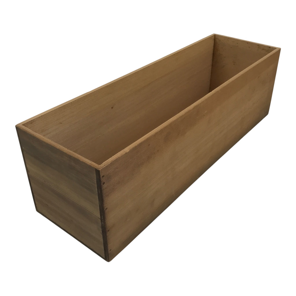 Vintage Japanese Wooden Pottery Storage Box Inside 55.5x16x16cm Brown X232-FB - Wooden Box-chidorivintage.com