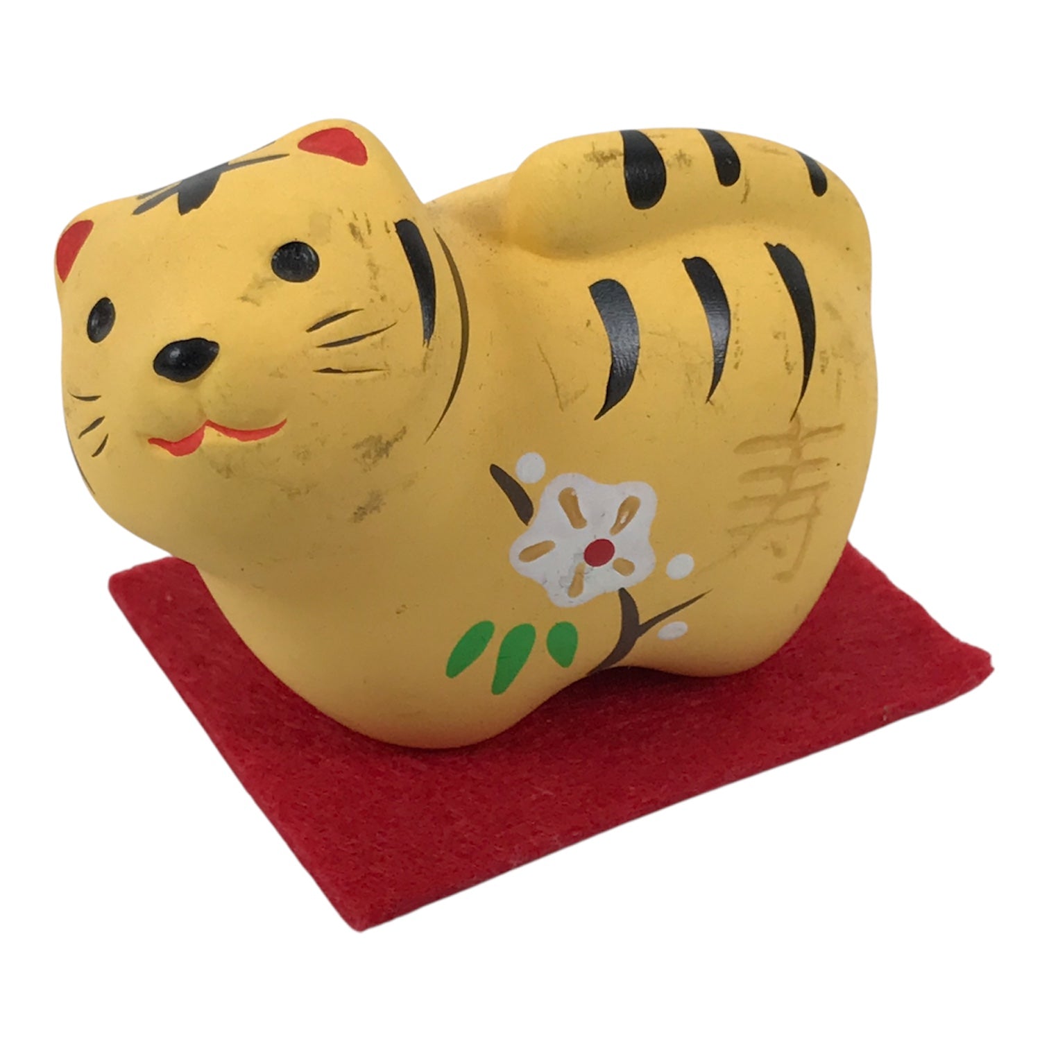Japanese Clay Figurine Zodiac Tiger Vtg Lucky Charm Doll Statue Yellow ST120-AD - Figurine-chidorivintage.com