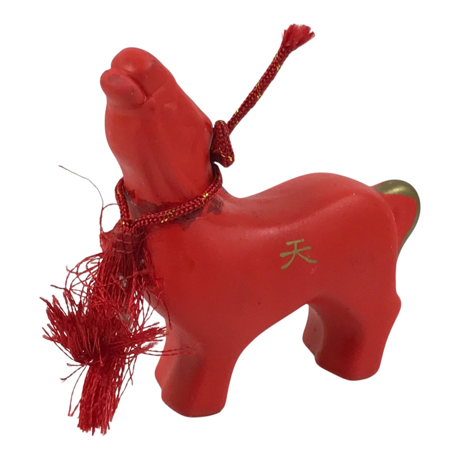 Japanese Clay Figurine Zodiac Horse Vtg Lucky Charm Display Statue Red ST121-AD - Figurine-chidorivintage.com