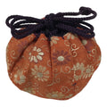 Japanese Silk Brocade Shifuku Pouch Vtg Chaire Bag Sado Orange Purple Cord TG210-KT - Tea Ceremony-chidorivintage.com
