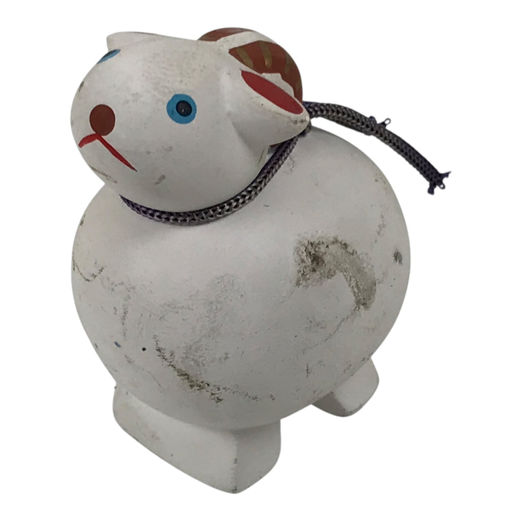 Japanese Clay Figurine Zodiac Sheep Vtg Lucky Charm Doll Statue White ST134-AD - Figurine-chidorivintage.com