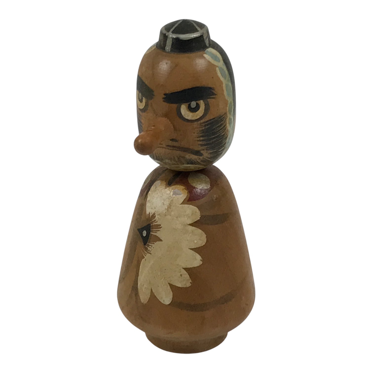 Japanese Wooden Kokeshi Doll Figurine Wobbly Head Long Nose Tengu Brown KF849-AD - Kokeshi-chidorivintage.com