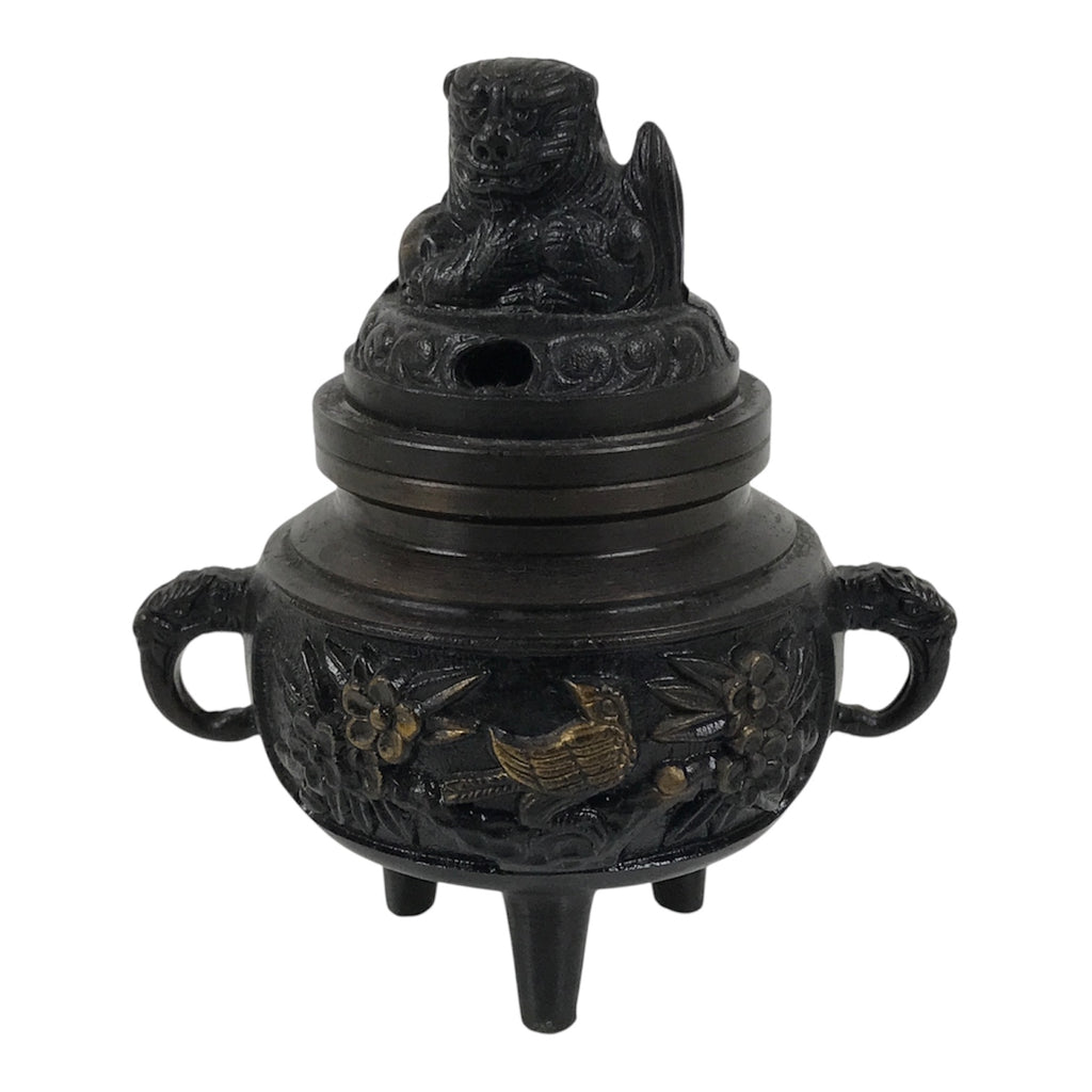 Japanese Buddhist Altar Fitting Bronze Incense Burner Vtg Koro Shishi Lion BA994-OT - Buddhist-chidorivintage.com
