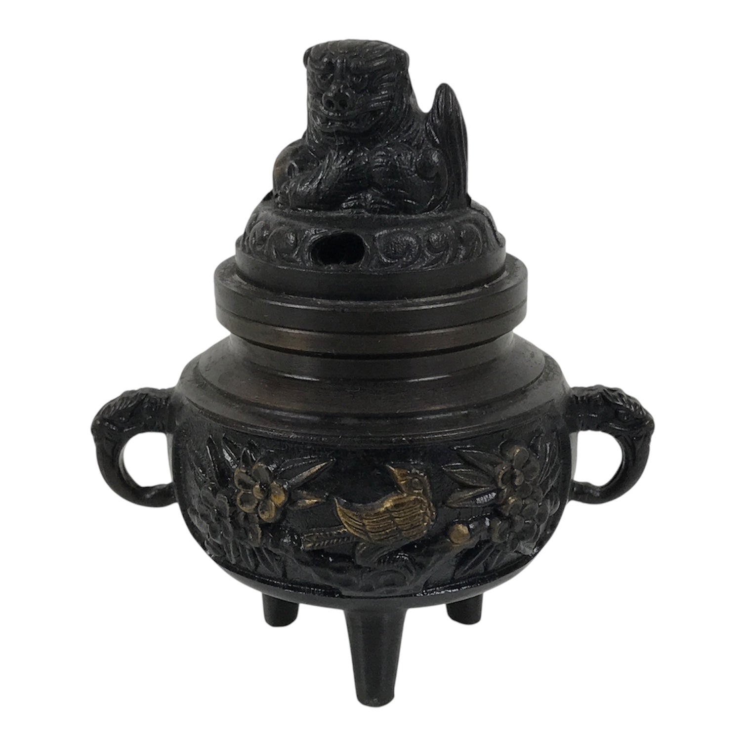 Japanese Buddhist Altar Fitting Bronze Incense Burner Vtg Koro Shishi Lion BA994-OT - Buddhist-chidorivintage.com