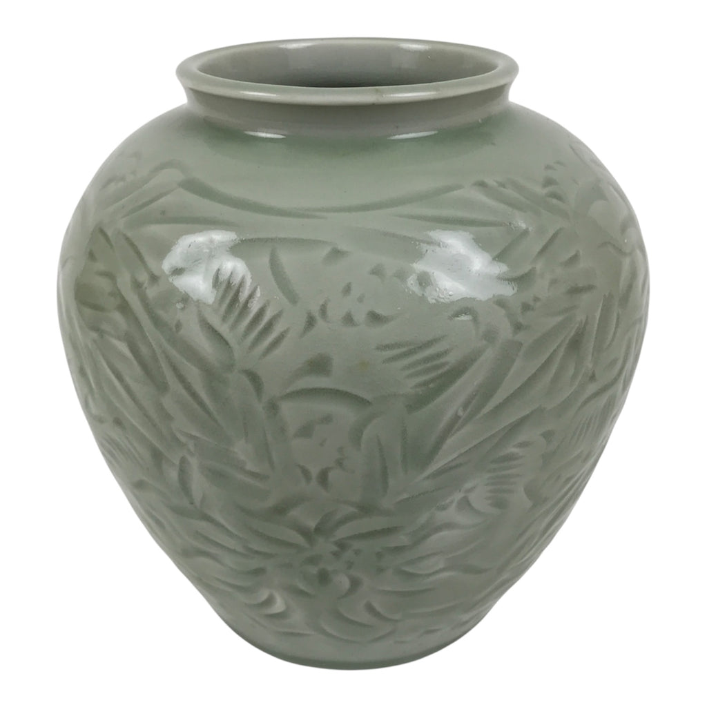 Japanese Porcelain Flower Vase Vtg Ikebana Kabin Celadon Green Floral FK249-KT - Vase-chidorivintage.com
