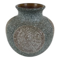 Japanese Ceramic Flower Vase Vtg Ikebana Kabin Round Green Brown White FK251-KT - Vase-chidorivintage.com