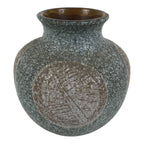 Japanese Ceramic Flower Vase Vtg Ikebana Kabin Round Green Brown White FK251-KT - Vase-chidorivintage.com