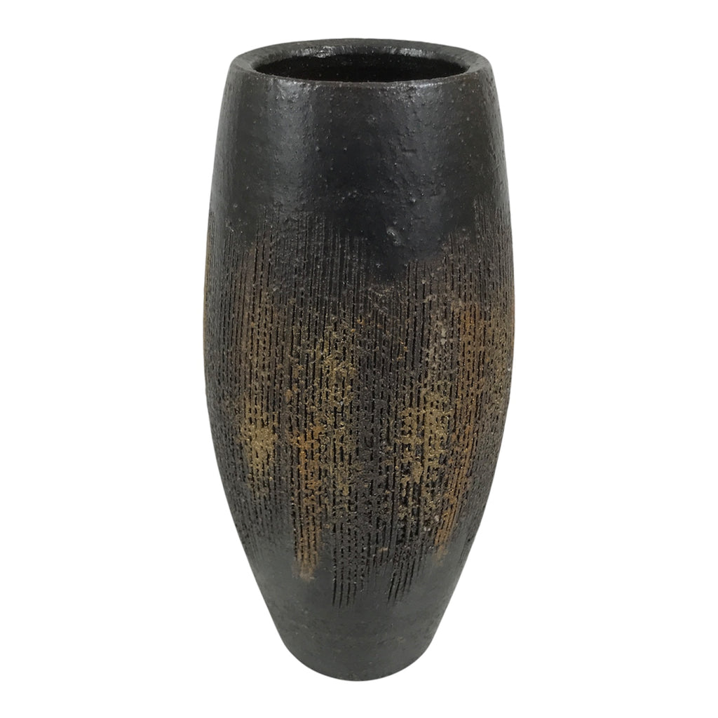 Japanese Ceramic Flower Vase Vtg Ikebana Kabin Tall Kushime Brown FK252-KT - Vase-chidorivintage.com