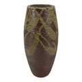Japanese Shigaraki Ware Ceramic Flower Vase Vtg Ikebana Kabin Lines Brown FK253-KT - Vase-chidorivintage.com
