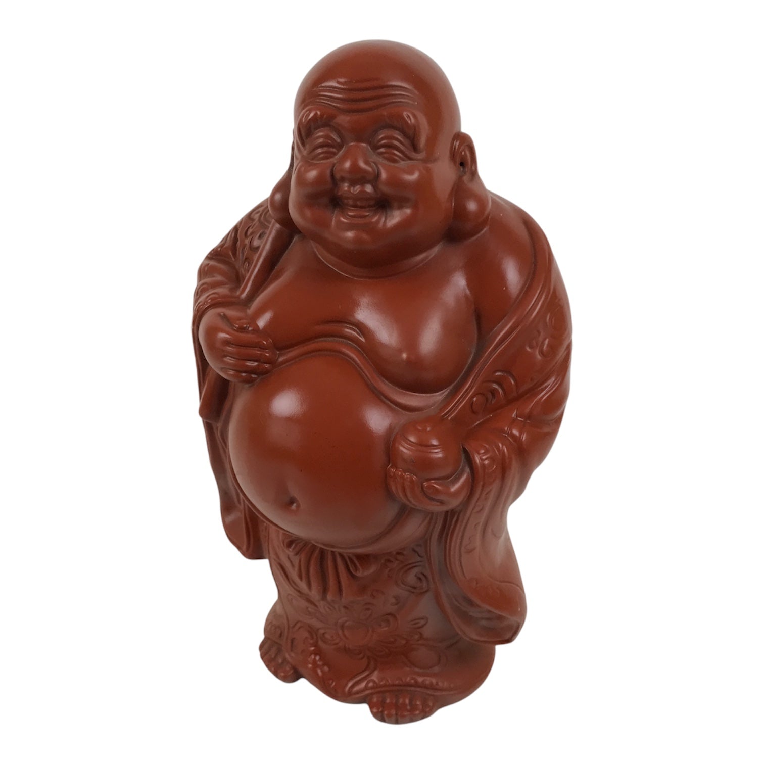 Japanese Tokoname Ware Ceramic Hotei Statue Vtg 7 Lucky Gods Fortune Brown ST137-AD - Statue-chidorivintage.com