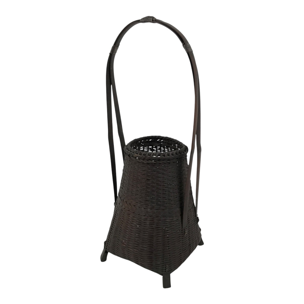 Japanese Handwoven Bamboo Basket Vtg Kago Ikebana Flower Arrangement Vase B268-KT - Basket-chidorivintage.com