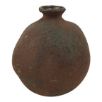 Japanese Ceramic Flower Vase Vtg Ikebana Kabin Globular Handmade Brown FK255-KT - Vase-chidorivintage.com