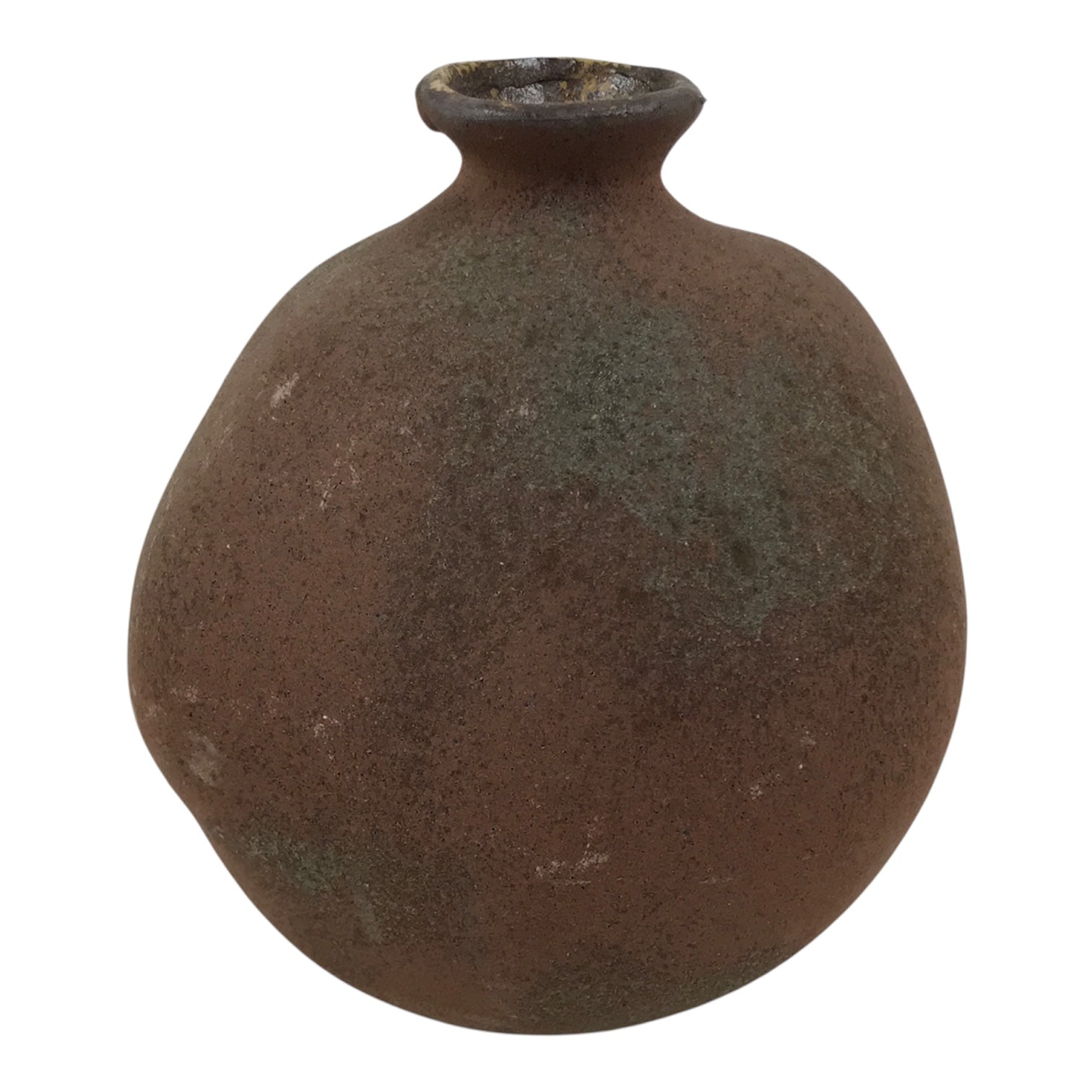 Japanese Ceramic Flower Vase Vtg Ikebana Kabin Globular Handmade Brown FK255-KT - Vase-chidorivintage.com