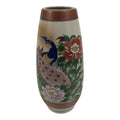 Japanese Kutani Ware Porcelain Flower Vase Vtg Ikebana Kabin Peacock Pair FK262-KT - Vase-chidorivintage.com