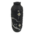 Japanese Ceramic Flower Vase Vtg Ikebana Kabin Lava Black Tall Plum Ume FK265-KT - Vase-chidorivintage.com