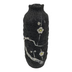 Japanese Ceramic Flower Vase Vtg Ikebana Kabin Lava Black Tall Plum Ume FK265-KT - Vase-chidorivintage.com