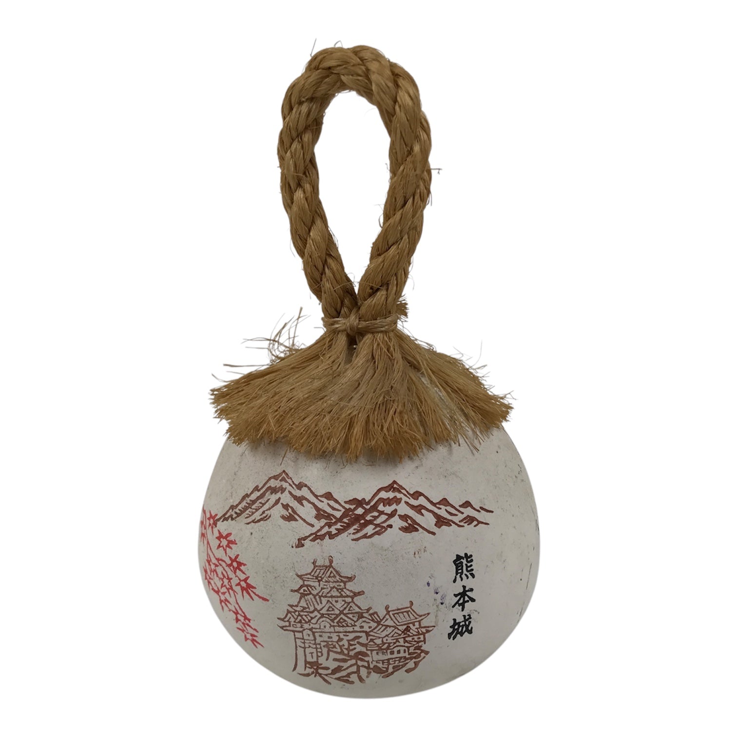Japanese Clay Bell Dorei Vtg Tsuchi-Suzu Amulet Kumamoto Castle White DR689-AD - Dorei-chidorivintage.com