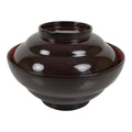 Japanese Lacquered Wooden Lidded Bowl Soup Owan Vtg Simple Brown Red LB199-KT - Bowl-chidorivintage.com