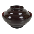 Japanese Lacquered Wooden Lidded Bowl Soup Owan Vtg Simple Brown Red LB199-KT - Bowl-chidorivintage.com