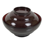 Japanese Lacquered Wooden Lidded Bowl Soup Owan Vtg Simple Brown Red LB200-KT - Bowl-chidorivintage.com