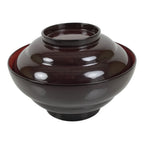 Japanese Lacquered Wooden Lidded Bowl Soup Owan Vtg Simple Brown Red LB201-KT - Bowl-chidorivintage.com