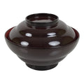 Japanese Lacquered Wooden Lidded Bowl Soup Owan Vtg Simple Brown Red LB203-KT - Bowl-chidorivintage.com