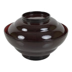Japanese Lacquered Wooden Lidded Bowl Soup Owan Vtg Simple Brown Red LB203-KT - Bowl-chidorivintage.com