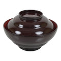 Japanese Lacquered Wooden Lidded Bowl Soup Owan Vtg Simple Brown Red LB204-KT - Bowl-chidorivintage.com