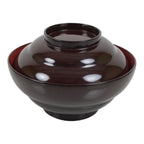 Japanese Lacquered Wooden Lidded Bowl Soup Owan Vtg Simple Brown Red LB204-KT - Bowl-chidorivintage.com
