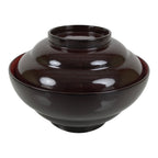 Japanese Lacquered Wooden Lidded Bowl Soup Owan Vtg Simple Brown Red LB205-KT - Bowl-chidorivintage.com