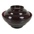 Japanese Lacquered Wooden Lidded Bowl Soup Owan Vtg Simple Brown Red LB206-KT - Bowl-chidorivintage.com