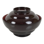 Japanese Lacquered Wooden Lidded Bowl Soup Owan Vtg Simple Brown Red LB207-KT - Bowl-chidorivintage.com