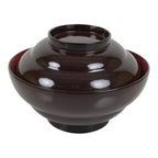 Japanese Lacquered Wooden Lidded Bowl Soup Owan Vtg Simple Brown Red LB208-KT - Bowl-chidorivintage.com