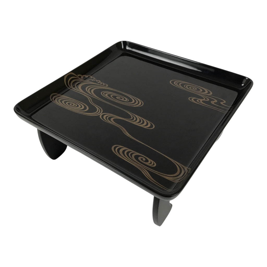 Japanese Lacquered Wooden Legged Ozen Table Vtg Meal Serving Tray Black L623-KT - Tray-chidorivintage.com