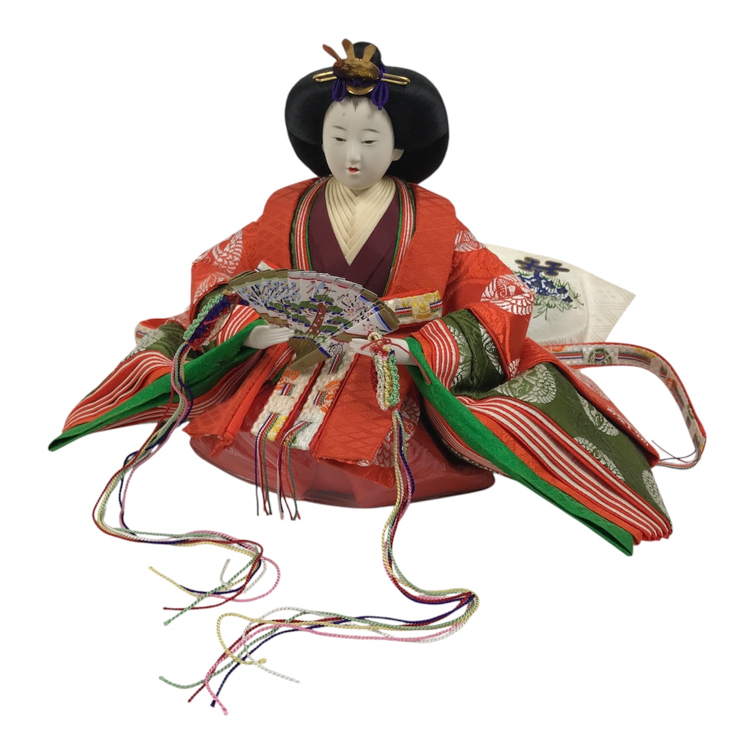 Japanese Princess Hina Ningyo Doll Girls' Day Ohina Matsuri Orange Silk ID700-AD - Doll-chidorivintage.com