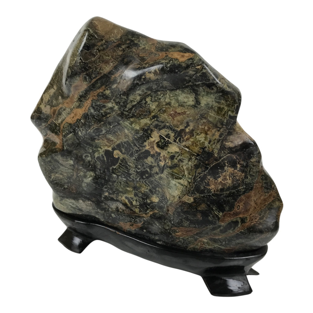 Japanese Serpentinite Suiseki Viewing Stone Vtg Zen Buddhist Statue Stand JK953-OT - Stone-chidorivintage.com