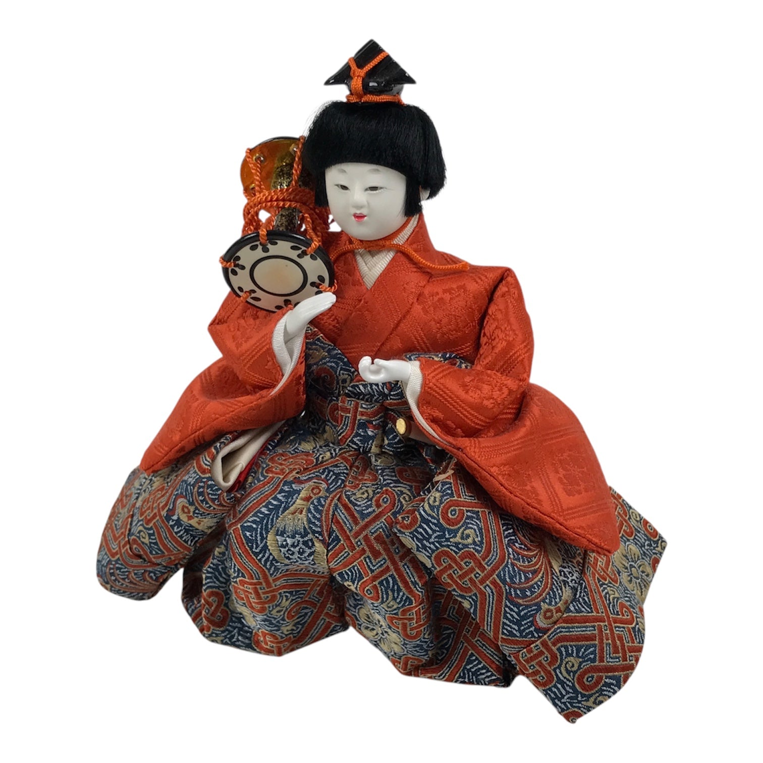 Japanese Goninbayashi Court Musician Hina Ningyo Doll Vtg Girls' Day Drum ID711-AD - Doll-chidorivintage.com