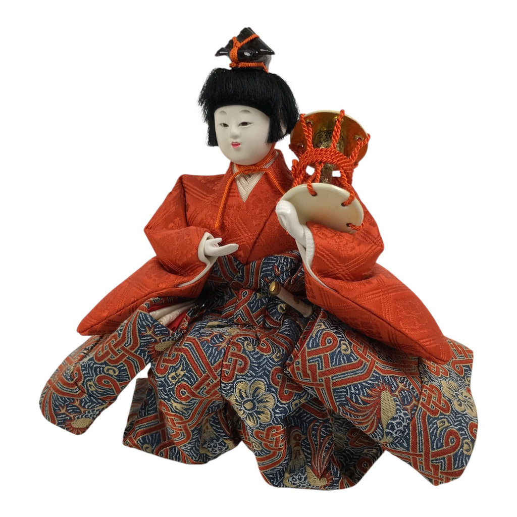 Japanese Goninbayashi Court Musician Hina Ningyo Doll Vtg Girls' Day Drum ID712-AD - Doll-chidorivintage.com