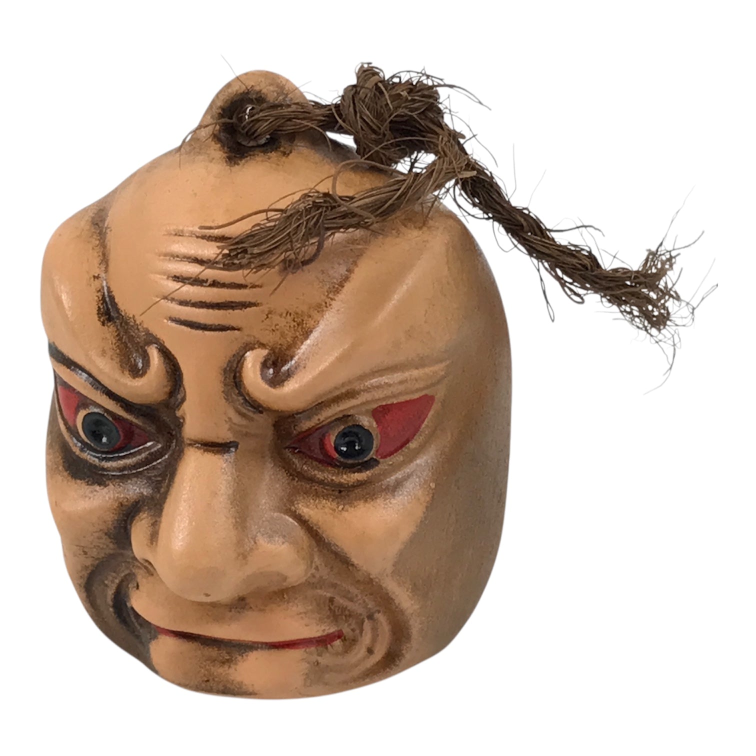 Japanese Clay Bell Dorei Demon Face Vtg Tsuchi-Suzu Folk Art Noto Brown DR693-AD - Dorei-chidorivintage.com