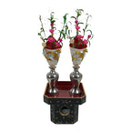 Japanese Lacquer Wood Sanpo Hina Doll Furniture Vtg Flower Vases Black Red ID718-FB - Hina Doll Furniture-chidorivintage.com