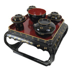 Japanese Lacquer Wood Ozen Tray Meal Set Hina Doll Furniture Vtg Black Red ID720-FB - Hina Doll Furniture-chidorivintage.com