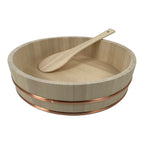 Japanese Handmade Natural Wood Sushi Bucket Paddle Oke Hangiri Copper Band BK62-OT - Wood-chidorivintage.com