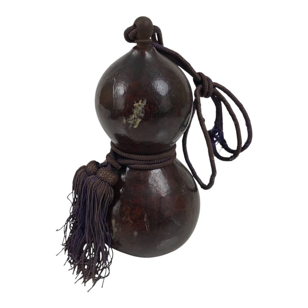 Japanese Natural Hyotan Gourd Vtg Sake Bottle Lucky Charm Calabash Brown G283-AD - Other Display Item-chidorivintage.com