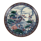 Japanese Ceramic Large Plate Vtg Flower Boat Moon Ozara Tray Dish Blue Y590-KT - Plate-chidorivintage.com