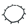 Japanese Glass Beads Necklace Vtg Magatama Trade White Black Marble JZ192-Other OT - Misc-chidorivintage.com