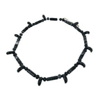 Japanese Glass Beads Necklace Vtg Magatama Trade White Black Marble JZ192-Other OT - Misc-chidorivintage.com