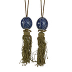 Japanese Porcelain Hanging Scroll Weights Vtg Fuchin Kakejiku Blue White FC374-AD - Scroll Accessory-chidorivintage.com