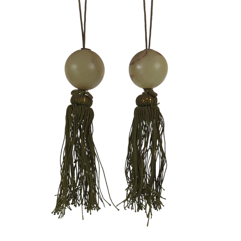 Japanese Agate Stone Hanging Scroll Weights Fuchin Kakejiku Green Tassel FC375-AD - Scroll Accessory-chidorivintage.com